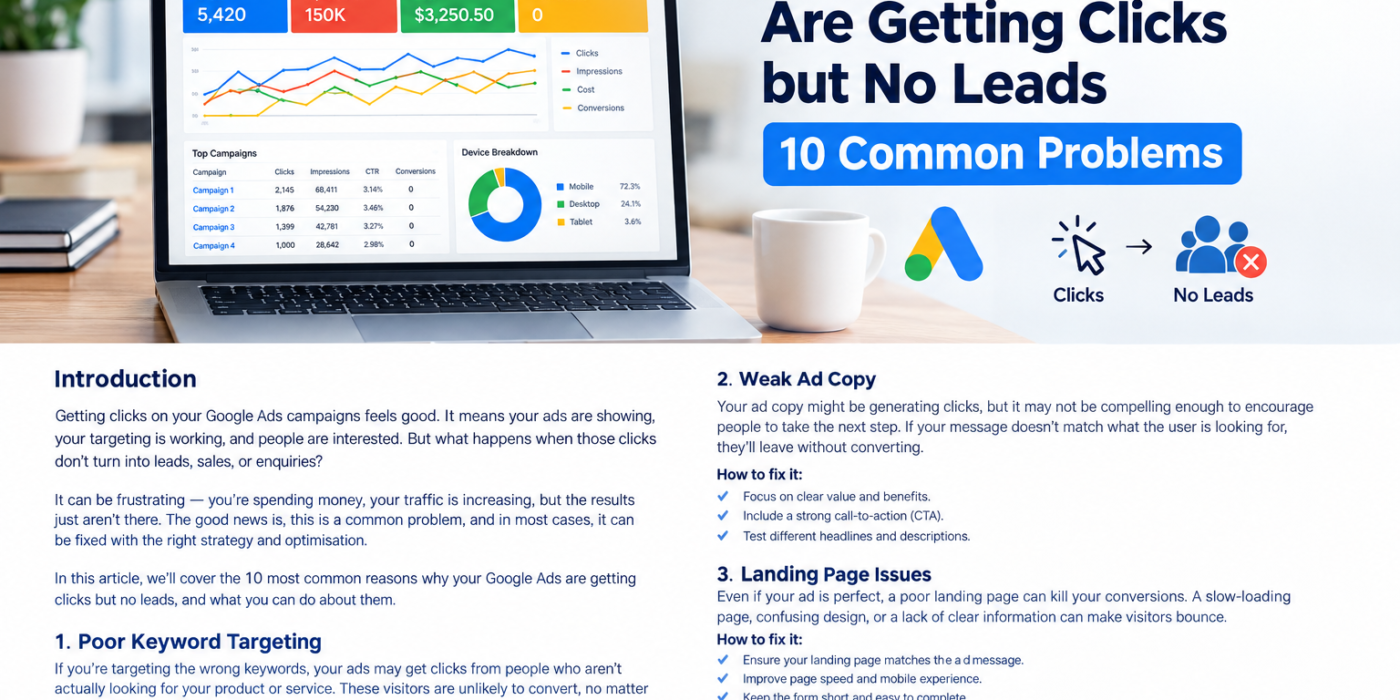 Why Your Google Ads Get Clicks but No Leads: 10 Fixes