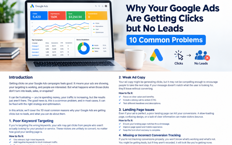 Why Your Google Ads Get Clicks but No Leads: 10 Fixes
